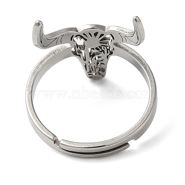 Non-Tarnish Cattle 304 Stainless Steel Adjustable Rings for Women(RJEW-F163-02P)-3