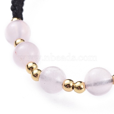 Adjustable Natural Rose Quartz Braided Bead Bracelets(BJEW-JB04599-02)-3