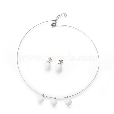 White Stainless Steel Stud Earrings & Necklaces