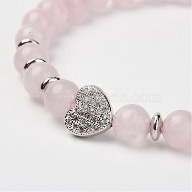 Natural Rose Quartz Stretch Bracelets(BJEW-JB02818)-2