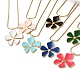 Golden Ion Plating(IP) 304 Stainless Steel Enamel Flower Pendant Necklaces(NJEW-K274-01G)-1