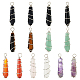 14Pcs 7 Colors Natural & Synthetic Mixed Gemstone Pointed Pendants(PALLOY-AB00154)-1