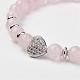 Bracelets extensibles en quartz rose naturel(BJEW-JB02818)-2