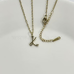 304 Stainless Steel Letter Pendant Necklaces, Golden, Lead Free & Nickel Free & Cadmium Free, Letter K, 20.08~20.28 inch(51~51.5cm), charm: 11x9.5mm(NJEW-WH0027-04K-G-NR)