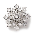 Brass Micro Pave Cubic Zirconia Pendant Bails, Flower, Cadmium Free & Lead Free, Rack Plating, Long-Lasting Plated, Platinum, 29x28.5x11.5mm(KK-D378-21P)
