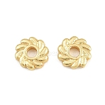 Brass Beads, Flat Round with Sun, Rack Plating, Long-Lasting Plated, Lead Free & Cadmium Free, Real 18K Gold Plated, 5x1mm, Hole: 1.5mm(KK-CBA78C7-22G)