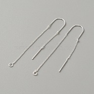 Alloy Stud Earring Findings, Ear Threads, with 925 Sterling Silver Pins & Horizontal Loops, Silver, 50mm, Hole: 1.8mm, Pin: 0.7mm(FIND-WH0110-381S)