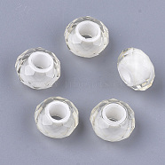 Resin Beads, Large Hole Beads, Faceted, Rondelle, Creamy White, 13~13.5x7.5~8mm, Hole: 5.5mm(RPDL-S013-05G)
