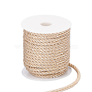 3-Ply Polyester Cord, with Spool, Twisted Rope, for DIY Cord Jewelry Findings, Navajo White, 5mm, Spool: 82x83mm, about 18m/roll(OCOR-WH0033-17A)