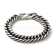 304 Stainless Steel Cuban Link Chain Bracelets for Women Men, Antique Silver, 8-7/8 inch(22.5cm), Link: 14x19x2mm(BJEW-Q341-15A-AS)