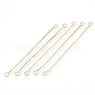Brass Box Chain Tassel Links Connectors, Golden, 50x3x1mm, Hole: 1.4mm(X-KK-R129-05G)
