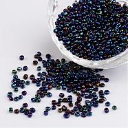 12/0 Iris Round Glass Seed Beads, Prussian Blue, 2mm, Hole: 1mm, about 3304pcs/50g(X-SEED-A009-2mm-604)