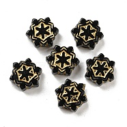 Plating Opaque Acrylic Beads, Golden Metal Enlaced, Snowflake, Black, 9.5x8.5x4mm, Hole: 2mm, 2080pcs/500g(OACR-B013-06)