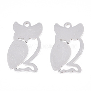 Non-Tarnish 201 Stainless Steel Stamping Blank Tag Pendants, Owl, Stainless Steel Color, 21.5x12.5x1mm, Hole: 2mm(STAS-T008-018-1)