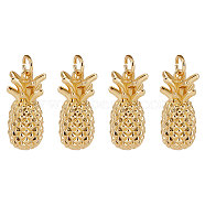 10Pcs Brass Pendants, with Jump Ring, Cadmium Free & Lead Free, Pineapple, Real 18K Gold Plated, 24x9mm, Hole: 3.5mm(KK-CN0002-25)