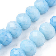 Opaque Baking Painted Glass Beads Strands, Imitation Stones, Faceted, Rondelle, Light Sky Blue, 11~12x8.5mm, Hole: 1mm, about 45pcs/strand, 15.55 inch~15.75 inch(39.5~40cm)(EGLA-N006-009B-A17)