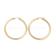Ring 304 Stainless Steel Hoop Earrings for Women Men, Golden, 9 Gauge, 45.5x3mm, Pin: 0.6mm(EJEW-B049-01F-G)