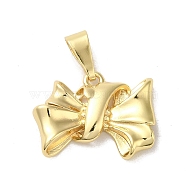 Rack Plating Brass Pendants, Long-Lasting Plated, Lead Free & Cadmium Free, Bowknot, Real 18K Gold Plated, 16x21.5x2.5mm, Hole: 9x4mm(KK-H473-07G-05)