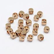 Brass Spacer Beads, Nickel Free, Cube, Raw(Unplated), 5x5mm, Hole: 3mm(KK-P095-32-B)