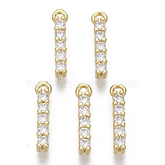 Brass Micro Pave Cubic Zirconia Charms, Nickel Free, Letter, Clear, Real 18K Gold Plated, Letter.I, 13.5x3x2.5mm, Hole: 1.2mm(KK-T060-05-I-G-NF)