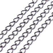 Brass Twisted Chains, Curb Chains, Soldered, with Spool, Lead Free & Cadmium Free, Gunmetal, 4x3x0.45mm, about 301.83 Feet(92m)/roll(CHC-Q001-02B)