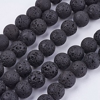 Natural Lava Rock Bead Strands, Round, 10mm, Hole: 1mm, about 40pcs/strand, 15.7 inch