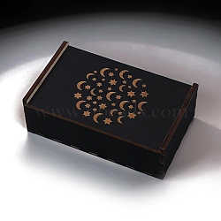 Rectangle Wooden Tarot Storage Box for Divination, Tarot Card , Moon, 150x90x50mm(PW-WG90B8F-02)