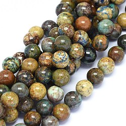 Natural Chrysocolla Beads Strands, Round, 12mm, Hole: 0.8~1mm; about 33pcs/strand, 15.3~15.7 inches(39~40cm)(G-F602-06-12mm)
