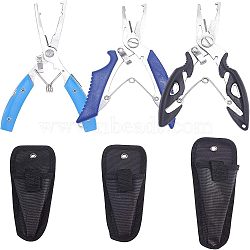 Stainless Steel Fishing Plier, Curved Forceps, with Cloth & Nylon Bag, Mixed Color, 3pcs/set(TOOL-FH0001-01)