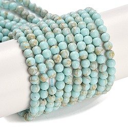 Synthetic Turquoise Beads Strands, Round, Dyed, Light Cyan, 3mm, Hole: 0.8mm, about 131pcs/strand, 15.16''(38.5cm)(G-U004-02Q)