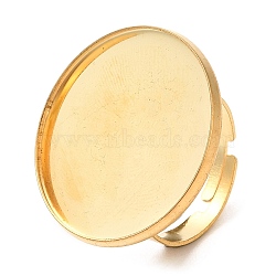 304 Stainless Steel Adjustable Ring Findings, Bezel Cup Ring Settings, Flat Round, Real 18K Gold Plated, Inner Diameter: 18mm, Tray: 25mm(STAS-R123-04G)