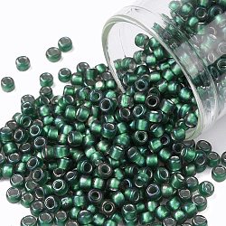 TOHO Round Seed Beads, Japanese Seed Beads, (270F) Matte Teal Lined Crystal, 8/0, 3mm, Hole: 1mm, about 220pcs/10g(X-SEED-TR08-0270F)