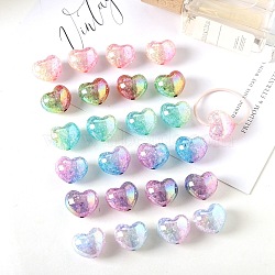 Transparent Crackle Acrylic Beads, Gradient Color, Heart, Mixed Color, 18.8x22.3x15.6mm, Hole: 3mm(TACR-F008-04)