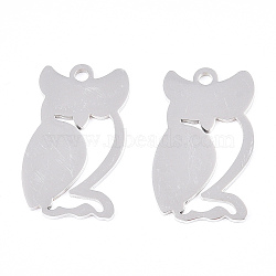 Non-Tarnish 201 Stainless Steel Stamping Blank Tag Pendants, Owl, Stainless Steel Color, 21.5x12.5x1mm, Hole: 2mm(STAS-T008-018-1)