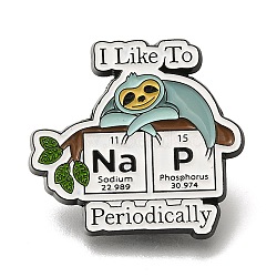 Chemistry Theme Safety Sloth Chemistry Nap, I Like Personality Enamel Pins, Black Alloy Badge for Suit Shirt Collar, Word, Colorful, 29x30.5x1.5mm(JEWB-L016-02EB-05)