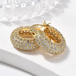 Brass Micro Pave Clear Cubic Zirconia Hoop Earrings, Long-Lasting Plated, Crescent Moon, Golden, 20x18x5.5mm, Pin: 1mm(EJEW-C502-08G)