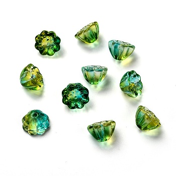 Transparent Glass Beads, Lotus Pod, Green, 10.5x6.5mm, Hole: 1.4mm