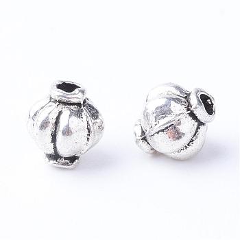 Tibetan Style Alloy Spacer Beads, Lantern, Cadmium Free & Lead Free, Antique Silver, 5.5~6x6mm, Hole: 1mm, about 2320pcs/1000g