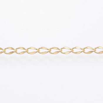 3.28 Feet Handmade Ion Plating(IP) 304 Stainless Steel Twisted Chain Curb Chains, Soldered, Oval, Golden, 5x2.5x1mm