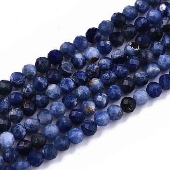 Natural Sodalite Beads Strands, Faceted, Round, 3mm, Hole: 0.6mm, about 134~135pcs/strand, 15.35 inch(39cm)