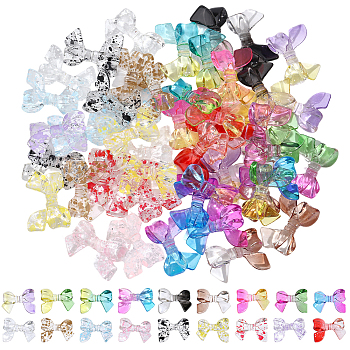 54Pcs 18 Colors Transparent Acrylic Beads, Bowknot, Two Tone, Mixed Color, 24x33x7mm, Hole: 3mm, 3pcs/color