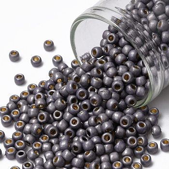 TOHO Round Seed Beads, Japanese Seed Beads, (PF568F) PermaFinish Light Amethyst Metallic Matte, 8/0, 3mm, Hole: 1mm, about 220pcs/10g