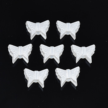 ABS Plastic Imitation Pearl Beads, Butterfly, Creamy White, 8x10x3mm, Hole: 1.5mm, about 148pcs/20g