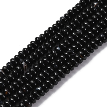 Natural Black Banded Agate(Dyed & Heated) Beads Strands, Rondelle, 4~4.5x2~2.2mm, Hole: 0.8mm, about 168pcs/strand, 14.96 inch(38cm)