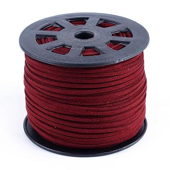 Faux Suede Cords, Faux Suede Lace, Dark Red, 1/8 inch(3mm)x1.5mm, about 100yards/roll(91.44m/roll), 300 feet/roll