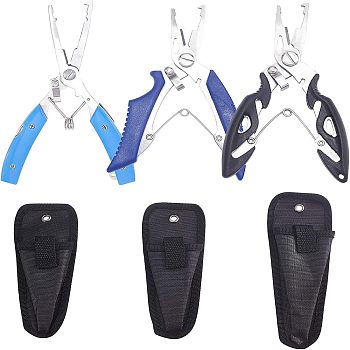 Stainless Steel Fishing Plier, Curved Forceps, with Cloth & Nylon Bag, Mixed Color, 3pcs/set