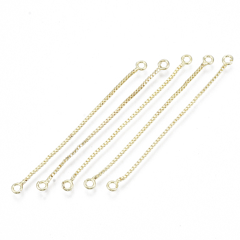 Brass Box Chain Tassel Links Connectors, Golden, 50x3x1mm, Hole: 1.4mm