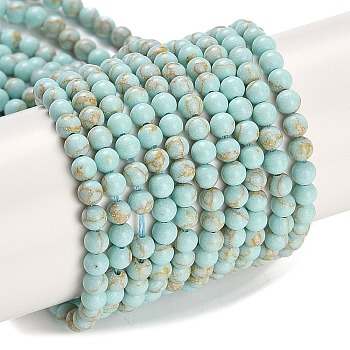 Synthetic Turquoise Beads Strands, Round, Dyed, Light Cyan, 3mm, Hole: 0.8mm, about 131pcs/strand, 15.16''(38.5cm)