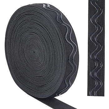 8 Yards Flat Non-Slip Polyester Ribbon, Silicone Gripper Ribbon, Clothes Accessories, Black, 3/4 inch(20mm)