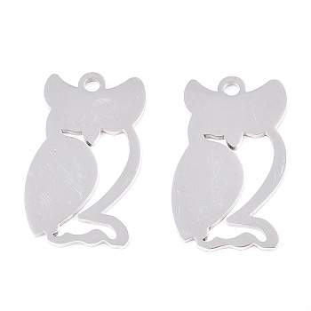 Non-Tarnish 201 Stainless Steel Stamping Blank Tag Pendants, Owl, Stainless Steel Color, 21.5x12.5x1mm, Hole: 2mm